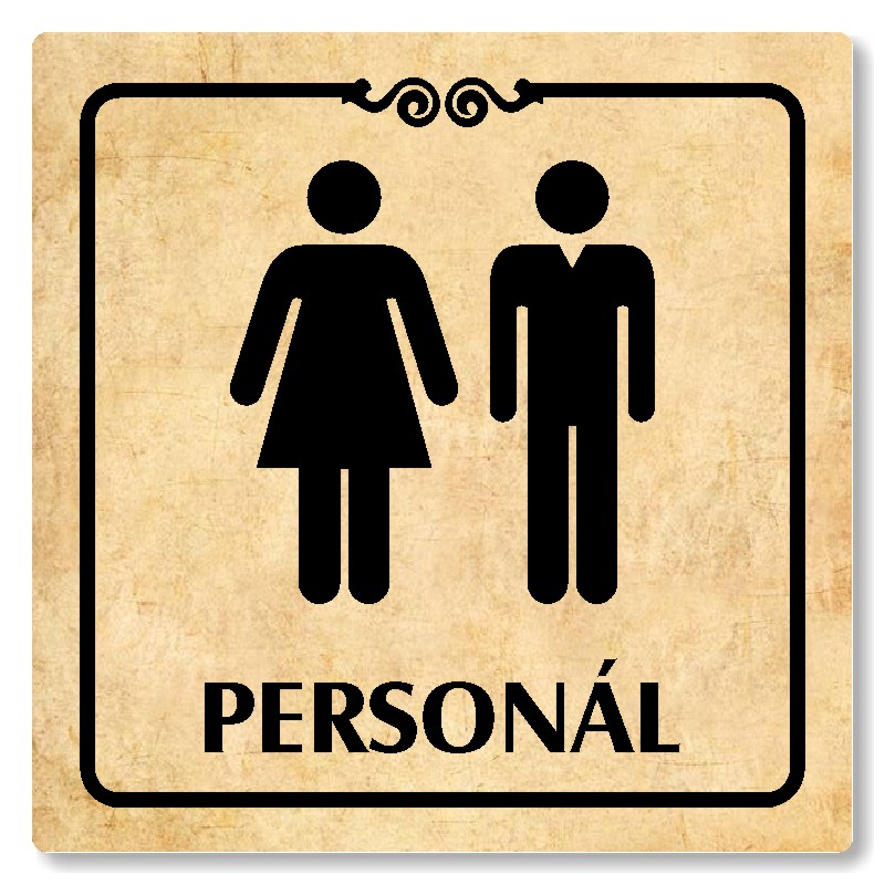 WC společné, personál, 100x100mm, pergamen, Texas